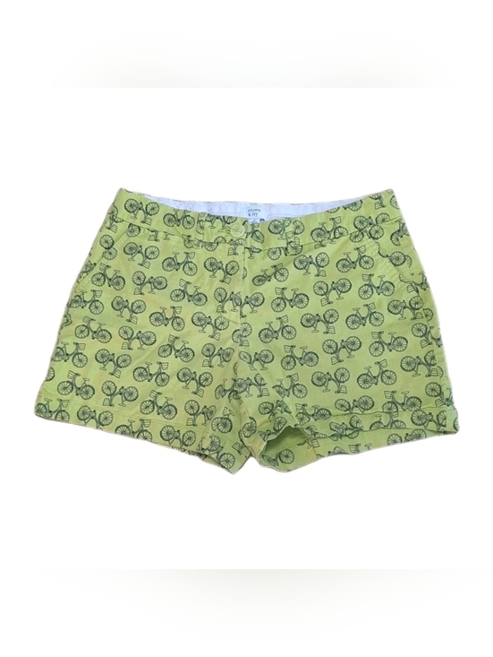 crown & ivy Pants - Crown & Ivy Green Bicycle Print Chino Shorts Women’s 8 Preppy Stretch Summer